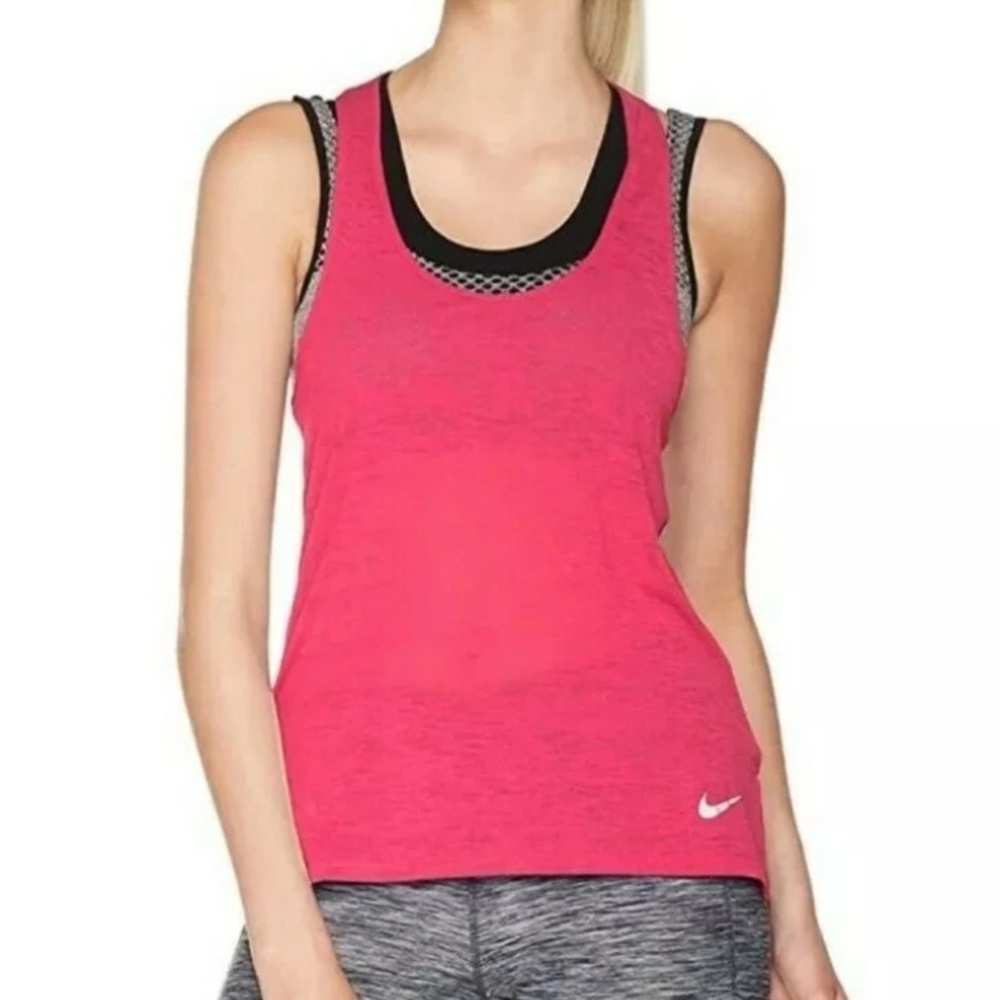 Nike Women's Pink Tank Top Medium Running Active Lightweight Racerback Sheer